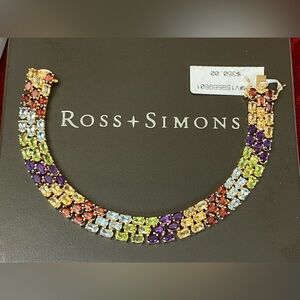 Ross Simons 925 Sterling Silver Vermeil Multi Gemstone Rainbow Bracelet NEW